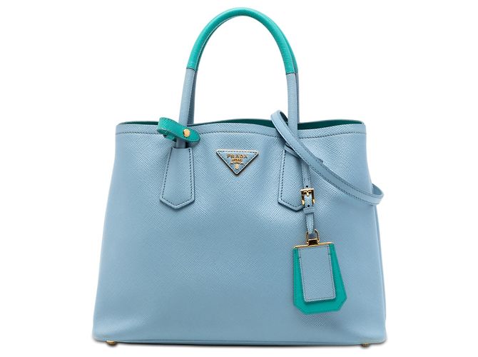 Borsa Prada Medium Bicolor Saffiano Cuir blu