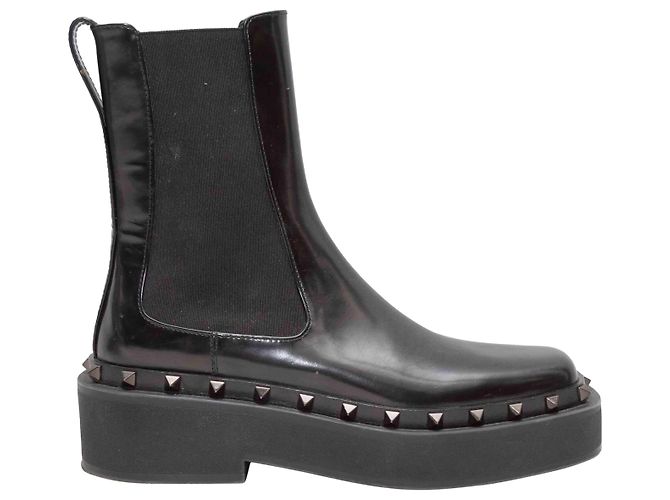 Valentino Garavani Schwarze Valentino Rockstud-Besatz Ankle Boots Größe 37