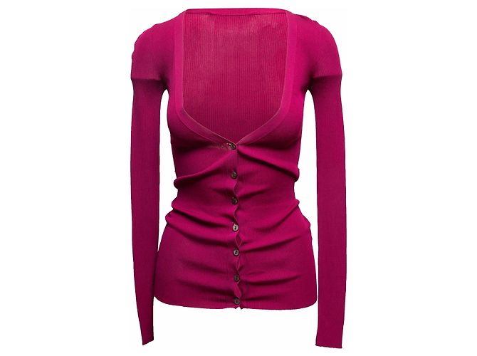 Valentino Garavani Himbeerfarbener Seiden-Cardigan von Valentino Größe IT 40 Pink