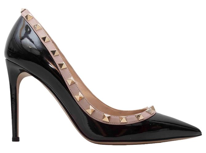 Valentino Garavani Spitze Rockstud Valentino Pumps Schwarz & Beige Größe 38