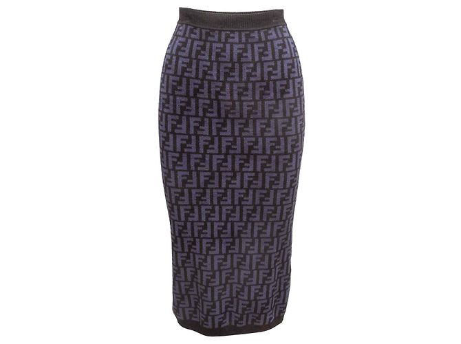 Fendi Zucca Strickrock in Schwarz & Navy Bleistiftrock Größe IT 40