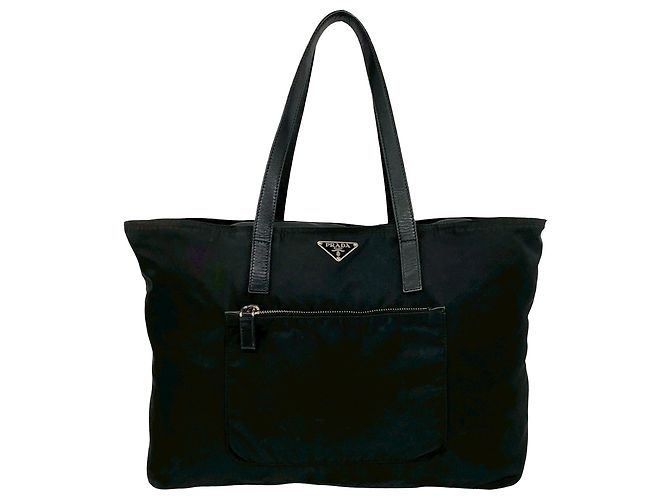 Tote con zip in Tessuto nero Prada
