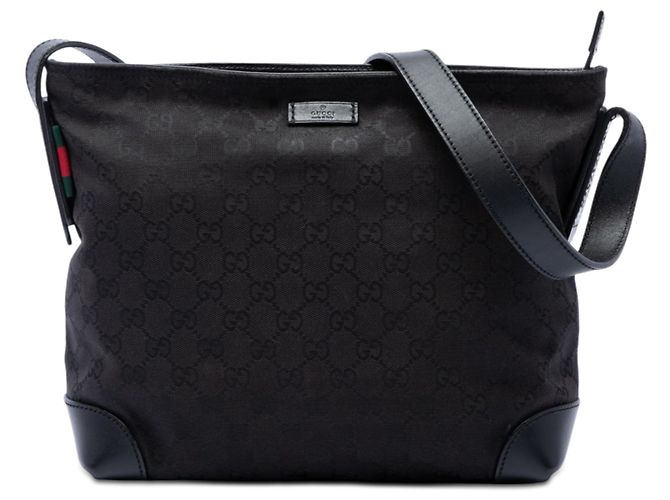 Borsa a tracolla Gucci GG Canvas Web nera Nero