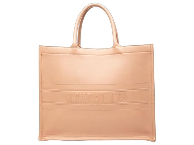 Book Tote Tote Book Dior Large em couro de bezerro com relevo bege