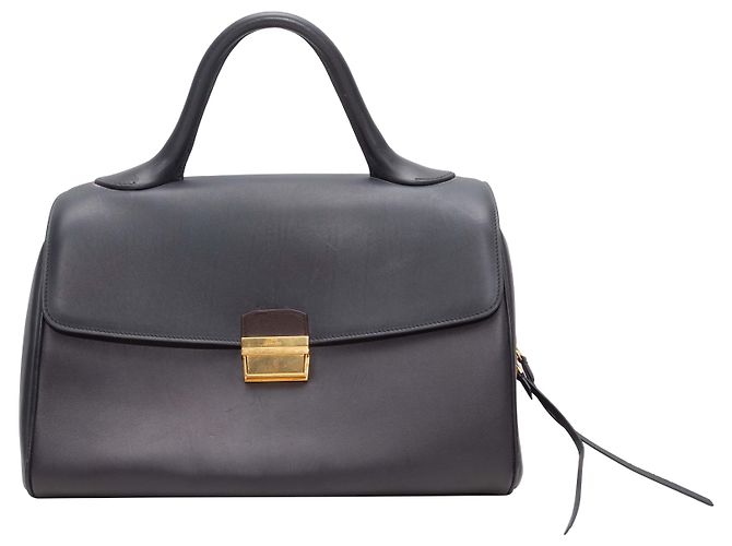 Céline Borsa Bowler in pelle blu navy Celine