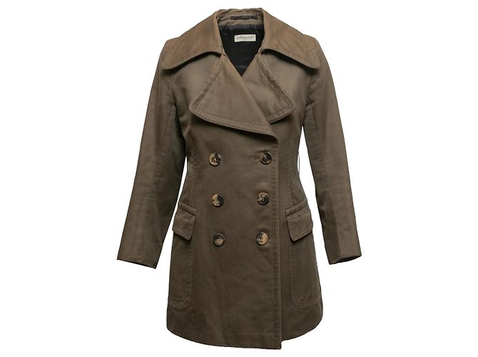 Olive Dries Van Noten Double-Breasted Peacoat Size EU 40 Green