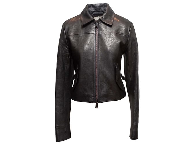 Autre Marque Black Simkhai Leather Zip Jacket Size US 2