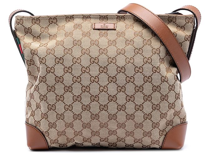 Borsa a tracolla Gucci GG Canvas Web beige