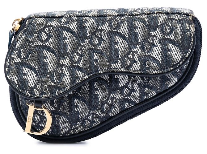 Blue Dior Diorissimo Canvas Saddle Pouch Blau