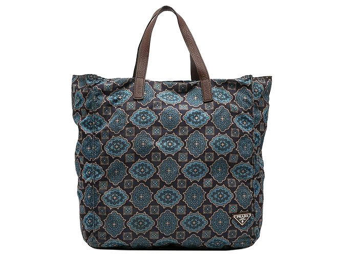 Tote Prada Tessuto Stampato azul