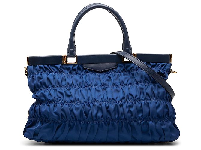 Blauer Prada Tessuto Gaufre Frame Satchel