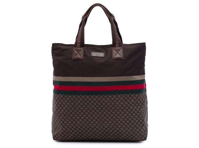 Tote Gucci Diamante Nylon Web marrone