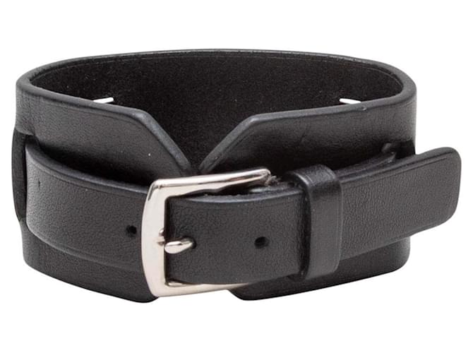 Hermès Black Hermes Extreme Wrap Leather Buckle Bracelet 