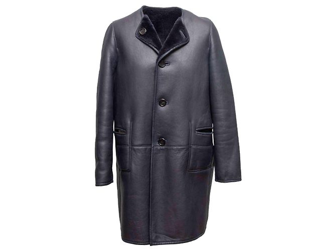 Reversibler Marni Shearling-Mantel Schwarz Größe IT 40
