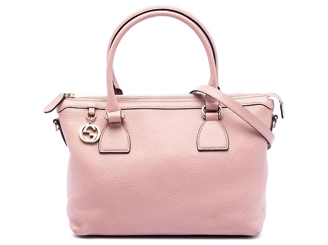Bolsa Gucci Dollar em couro de vitelo rosa com pingente GG