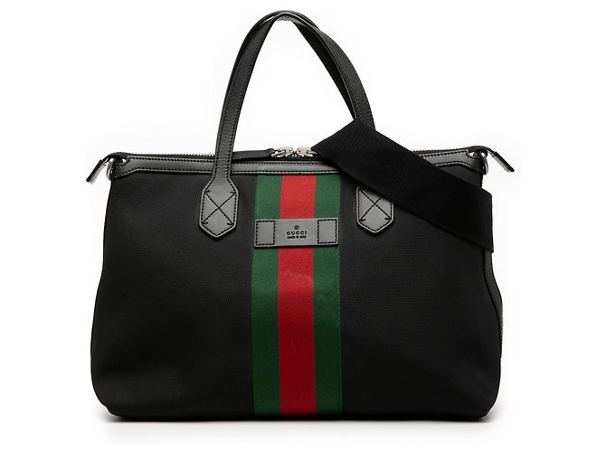 Borsa a tracolla Gucci Canvas Techno Web nera Nero