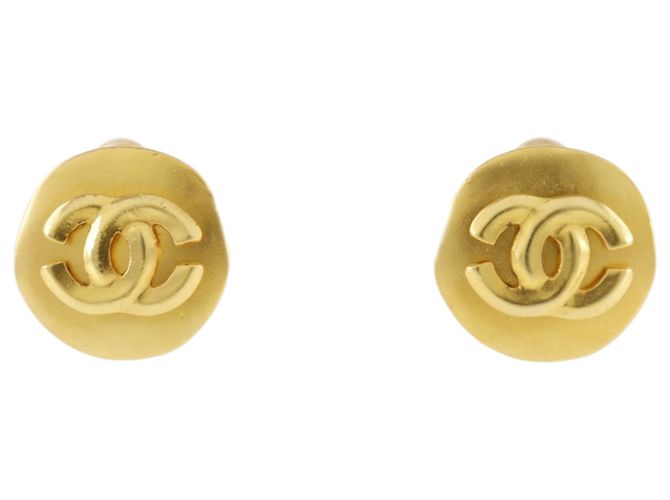 Orecchini a cerchio Chanel CC placcati oro D'oro