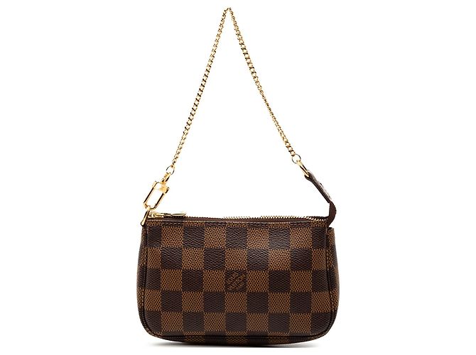 Bolsa de mão Mini Pochette Accessoires Louis Vuitton Damier Ebene marrom