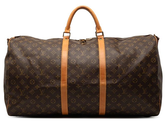 Borsa da viaggio marrone Louis Vuitton Monogram Keepall Bandouliere 60