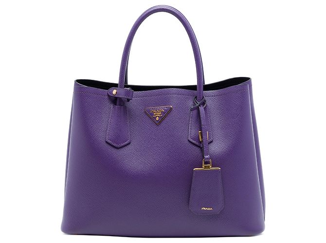 Bolsa Dupla Prada Medium Saffiano Cuir Roxa Roxo