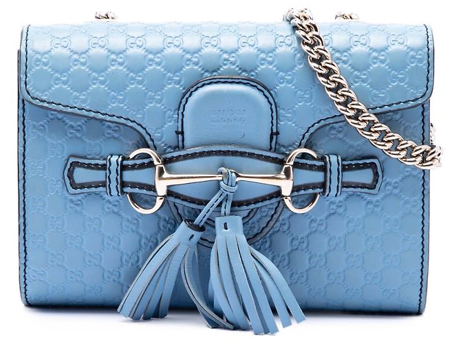 Borsa a tracolla blu Gucci Mini Microguccissima Emily