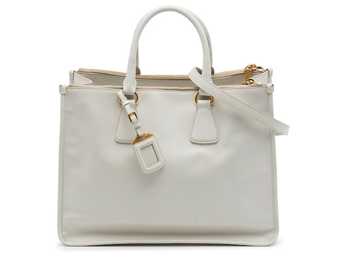 Sac à main Prada Saffiano Lux Double Zip blanc