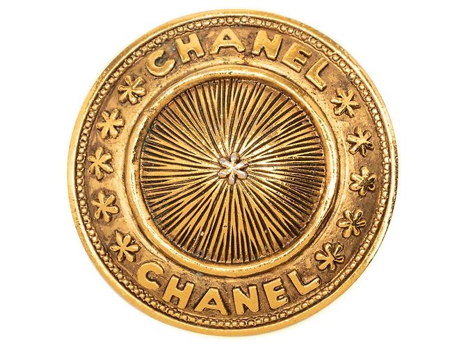 Runde Chanel Brosche vergoldet Golden