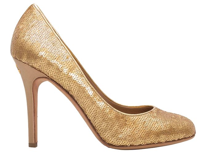 Gold Chanel Sequined Pumps Size 40 Golden