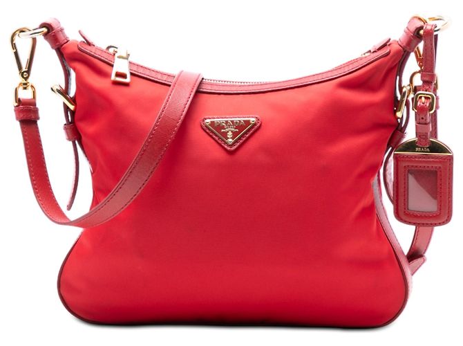 Bolsa transversal Prada Tessuto com acabamento em Saffiano vermelho
