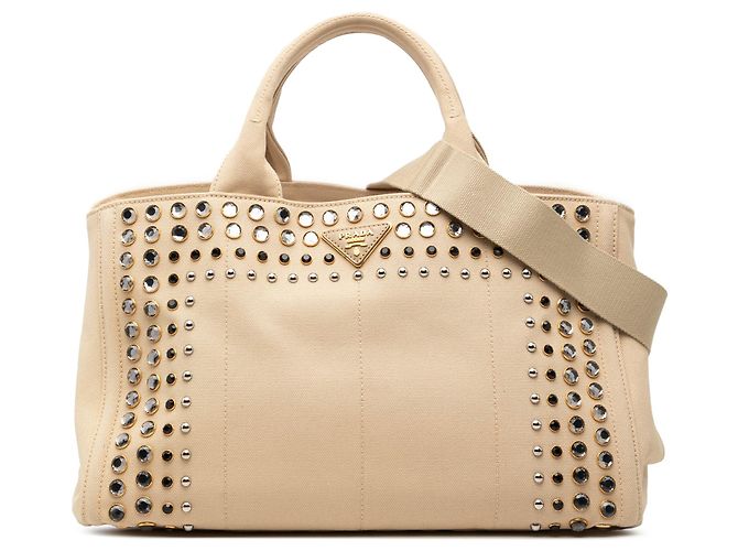 Bolsa Prada Canvas Canapa Bijoux bege