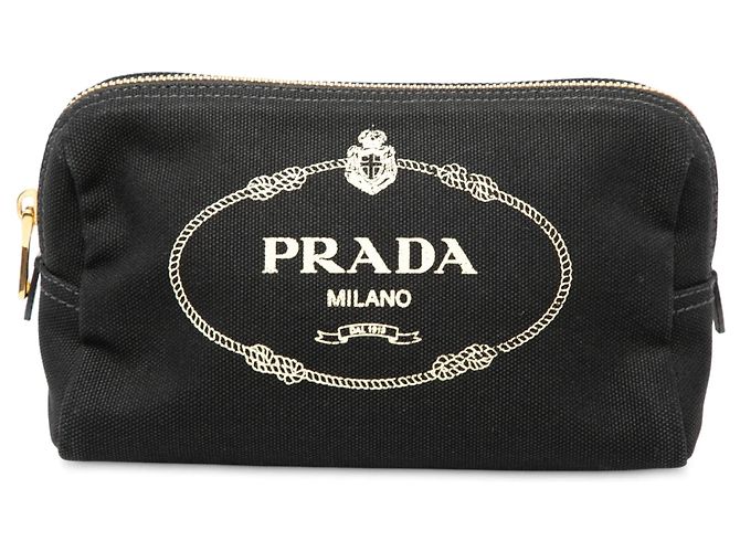 Schwarze Prada Canapa Canvas Logo-Pochette