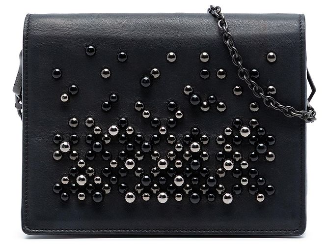 Borsa a tracolla con catena e borchie in pelle nera Bottega Veneta Nero