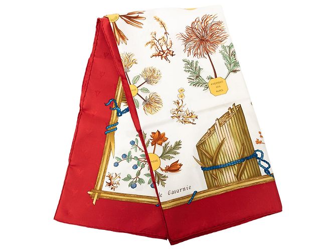 Sciarpa in seta Hermès Herbier de Gavarnie 90 rossa Rosso