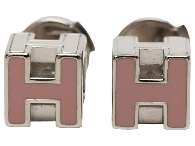 Pendientes D H Push Back de esmalte y paladio rosa de Hermès