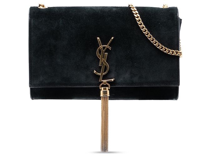 Borsa a tracolla Kate con nappa e monogramma nero Saint Laurent misura Medium