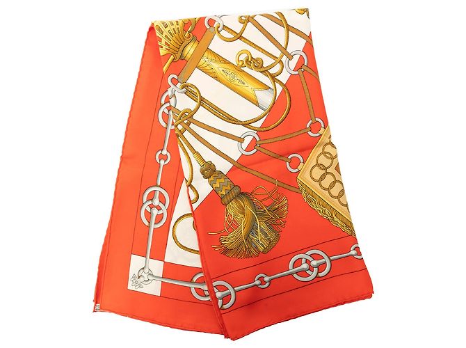 Sciarpa in seta Hermès Cliquetis 90 rossa Rosso