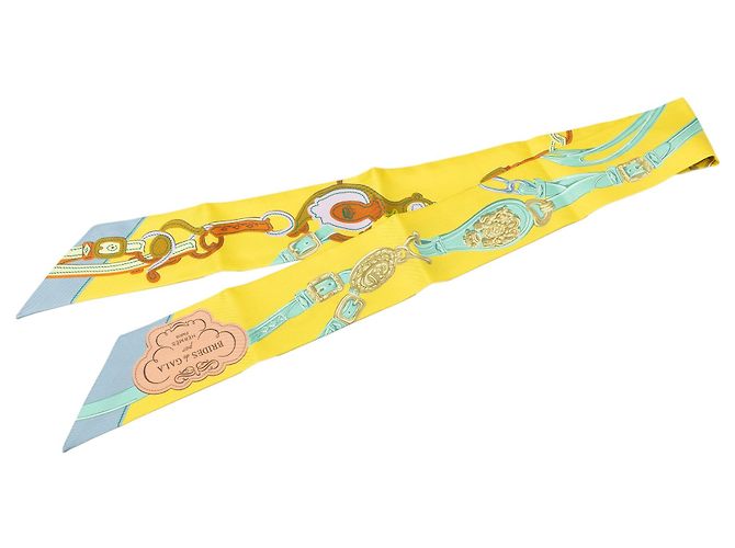 Pañuelo Twilly de seda amarillo Hermès Brides de Gala