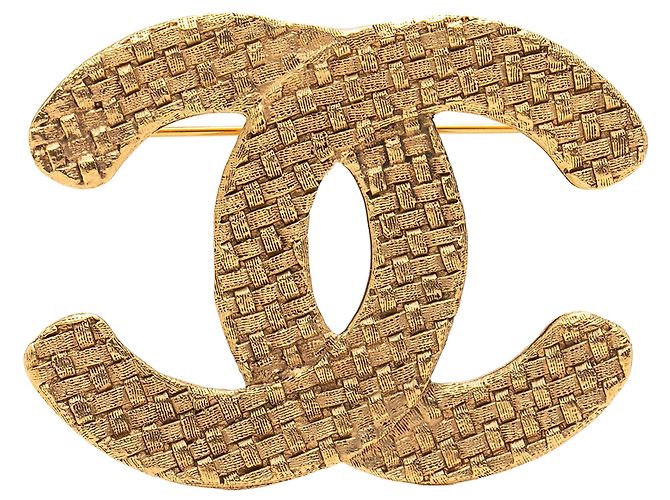 Chanel CC gesteppte Brosche vergoldet Golden