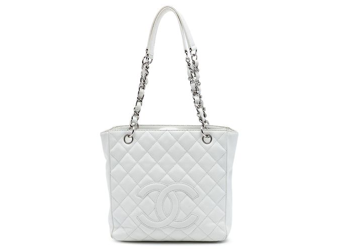 Pequeño bolso de compras Chanel Caviar blanco
