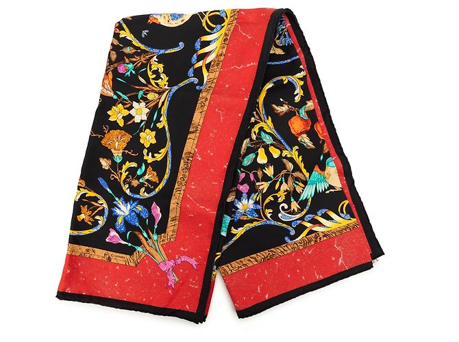 Sciarpa in seta Hermès Pierres d Orient et d Occiden 90 nera Nero