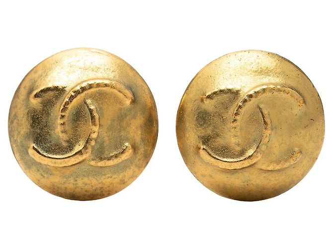 Orecchini a cerchio Chanel CC placcati oro D'oro