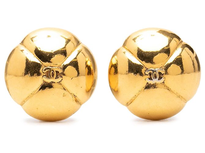 Orecchini a clip dome Camelia placcati oro Gold Chanel CC D'oro