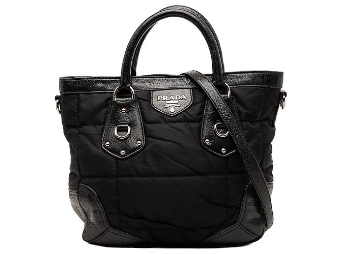Borsa Tote e Satchel Black Prada Tessuto Cervo Lux 24H Nero
