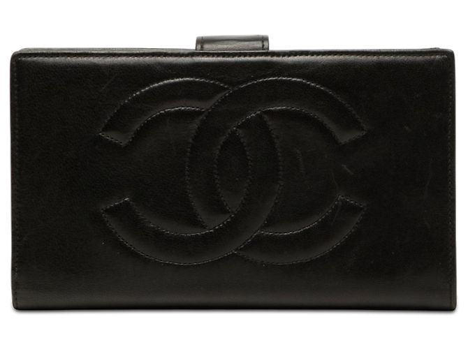 Black Chanel CC Lambskin Bifold Long Wallet