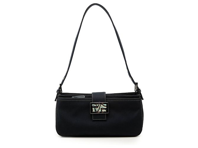 Borsa a tracolla Fendi Canvas FF Marble blu