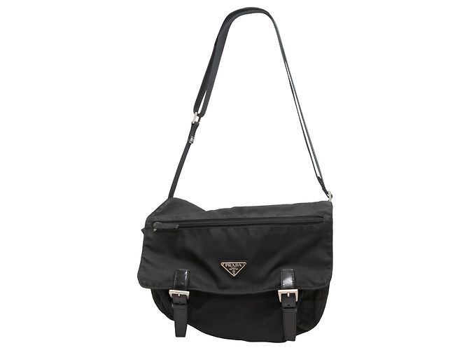 Schwarze Prada Nylon Messenger Bag