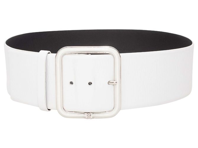 Cinturón ancho de cuero blanco Chanel Talla US S