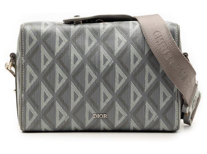 Grey Dior CD Diamond Coated Canvas Lingot 22 Bag