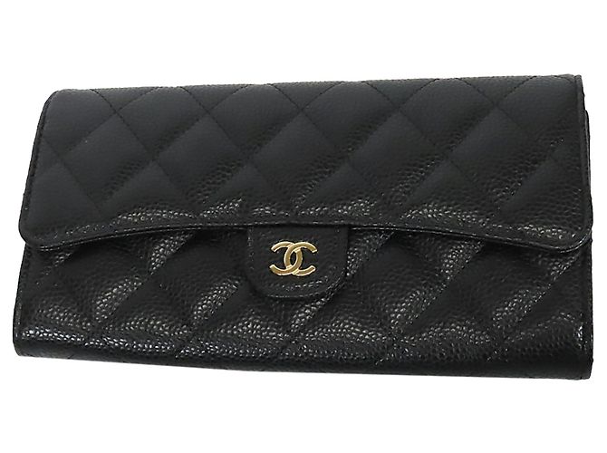 Cartera larga Chanel Classic Caviar Flap Negra Negro