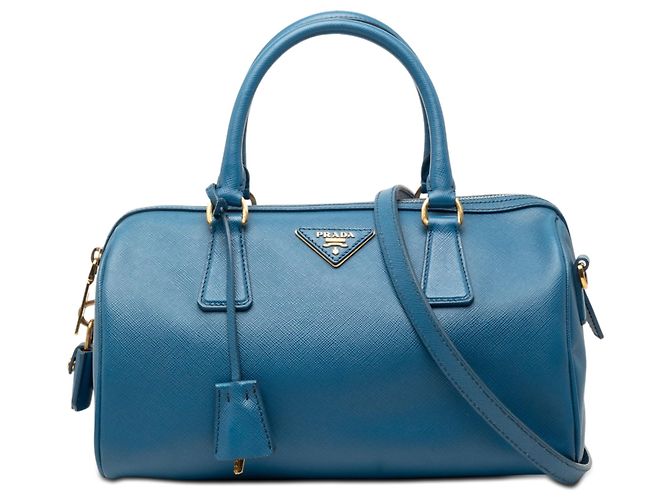 Borsa Boston Saffiano Lux blu Prada Satchel